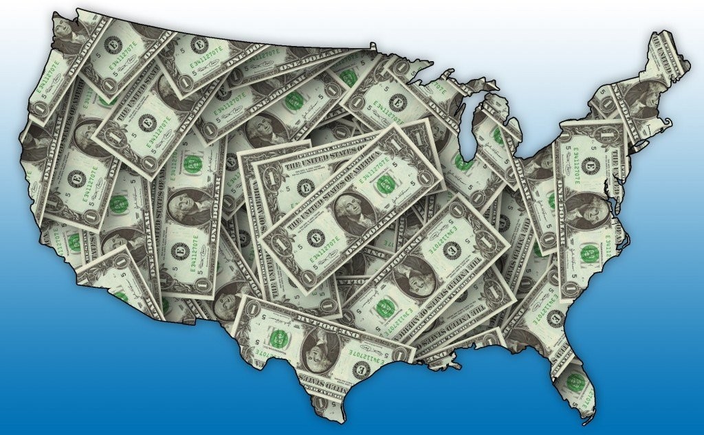 USA Map With Money Overlay