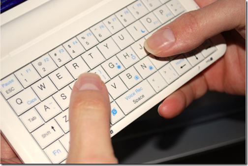 Use your thumbs to type on the UMID M1 keypad 